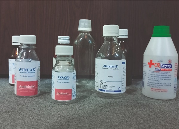 Pharmaceutical grade PET bottles for liquid syrups and medicine.